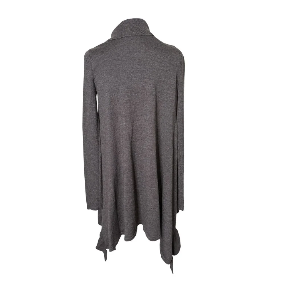 Kinross Cashmere Ruffle Open‎ Front Cardigan Sweater Size XS Gray Cozy Knit